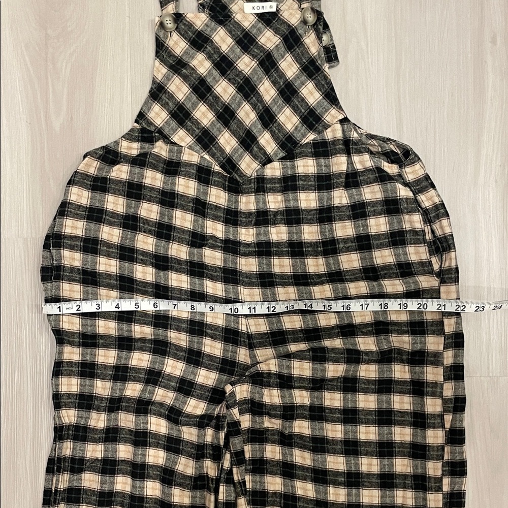 Boutique Jumpsuit Medium Oversized in Soft Brushed Plaid Overalls Wide Leg Kori - Picture 5 of 6